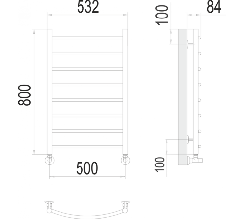 Классик П8 500х800 Полотенцесушитель TERMINUS