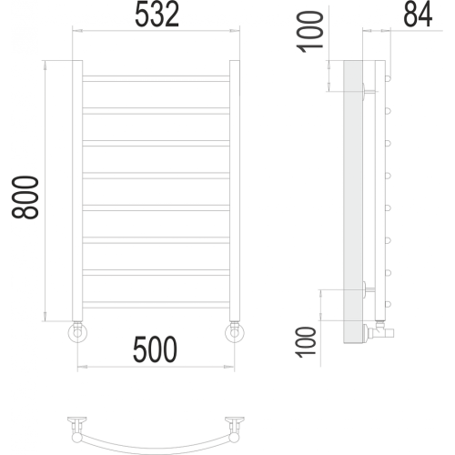 Классик П8 500х800 Полотенцесушитель TERMINUS