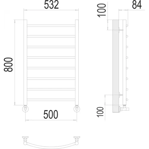 Классик П8 500х800 Полотенцесушитель TERMINUS