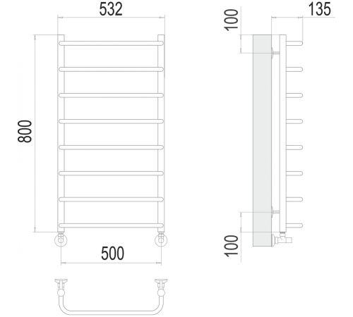 Стандарт П8 500х800  Полотенцесушитель TERMINUS
