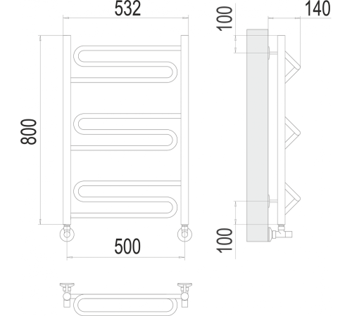 Юпитер П9 500х800 Полотенцесушитель TERMINUS