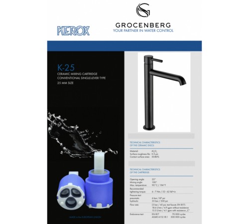 Смеситель для раковины Высокий Grocenberg GB3029BL Чёрный матовый Смеситель для раковины Высокий Grocenberg GB3029BL Чёрный матовый