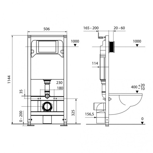 Инсталляция для унитазов TECE TECEspring (S401104) 4 в 1 со смывным бачком и с круглой кнопкой смыва черная матовая (ТЕСЕ)