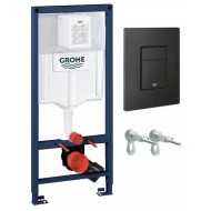 Инсталляция для унитаза GROHE SOLIDO 38811KF0 с кнопкой. черная матовая, комплект 3 в 1 (Грое)