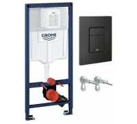 Инсталляция для унитаза GROHE SOLIDO 38811KF0 с кнопкой. черная матовая, комплект 3 в 1 (Грое)