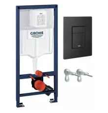 Инсталляция для унитаза GROHE SOLIDO 38811KF0 с кнопкой. черная матовая, комплект 3 в 1 (Грое)