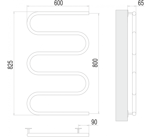 Электро 25 Ш-обр 600х800 Полотенцесушитель TERMINUS