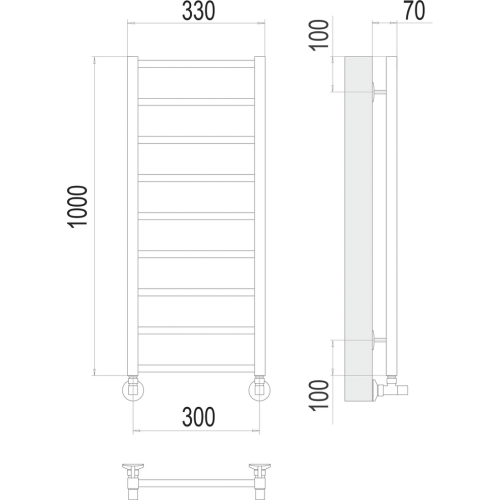 Контур П9 300х1000 Полотенцесушитель TERMINUS