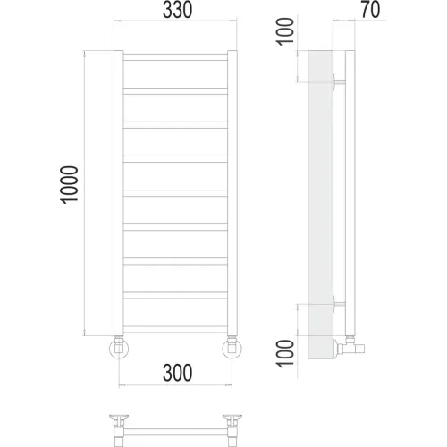 Контур П9 300х1000 Полотенцесушитель TERMINUS