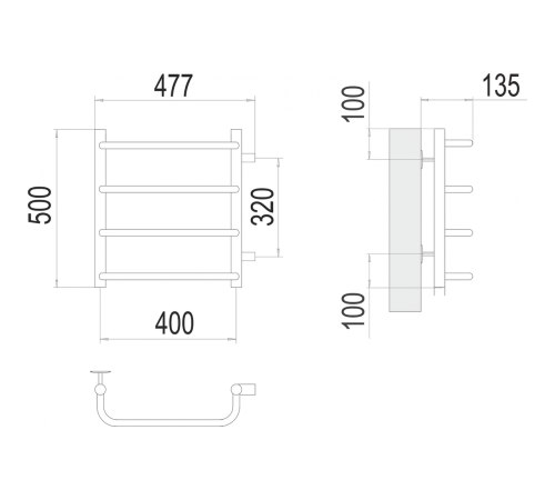 Стандарт П4 400х500 бп320 Полотенцесушитель TERMINUS