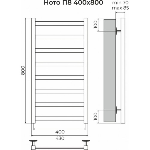 Ното П8 400х800 Полотенцесушитель TERMINUS