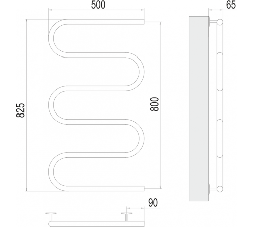 Электро 25 Ш-обр 500х800 Полотенцесушитель TERMINUS