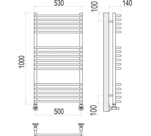 Арт П16 500х1000 Полотенцесушитель TERMINUS