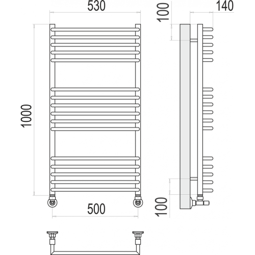 Арт П16 500х1000 Полотенцесушитель TERMINUS