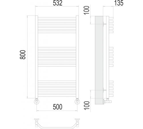 Виктория П16 500х800 Полотенцесушитель TERMINUS