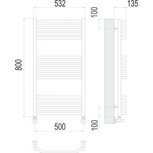 Виктория П16 500х800 Полотенцесушитель TERMINUS