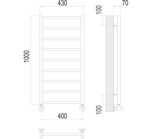 Контур П9 400х1000 Полотенцесушитель TERMINUS