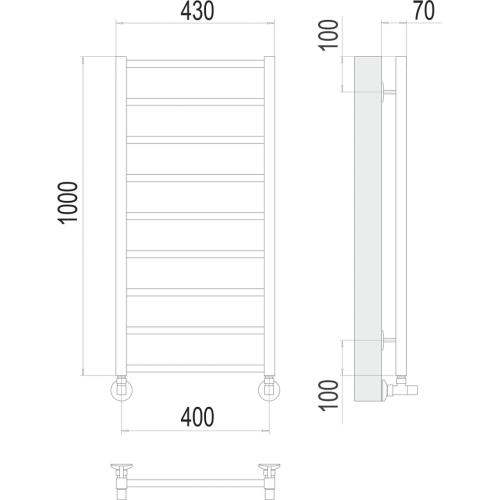 Контур П9 400х1000 Полотенцесушитель TERMINUS