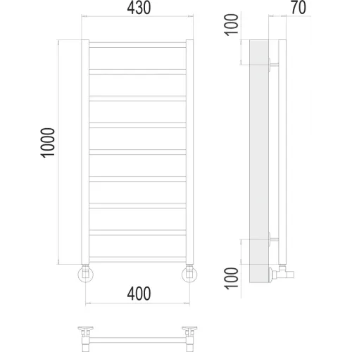 Контур П9 400х1000 Полотенцесушитель TERMINUS