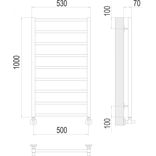 Контур П9 500х1000 Полотенцесушитель TERMINUS