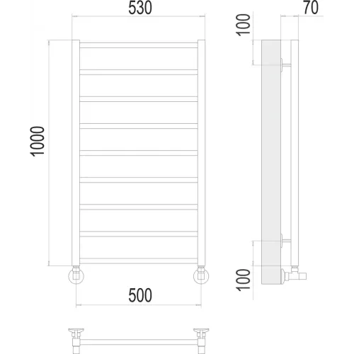 Контур П9 500х1000 Полотенцесушитель TERMINUS