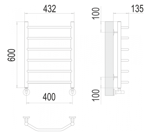 Виктория П6 400х600 Полотенцесушитель TERMINUS