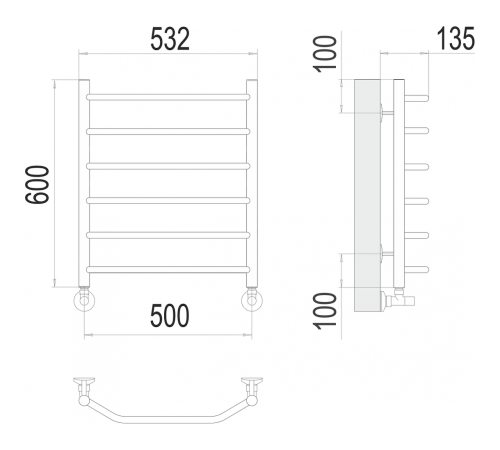 Виктория П6 500х600 Полотенцесушитель TERMINUS
