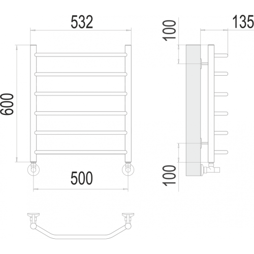 Виктория П6 500х600 Полотенцесушитель TERMINUS