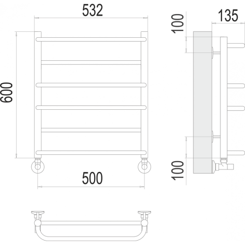 Евромикс П6 500х600 Полотенцесушитель TERMINUS