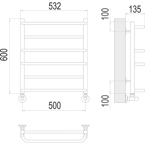 Евромикс П6 500х600 Полотенцесушитель TERMINUS