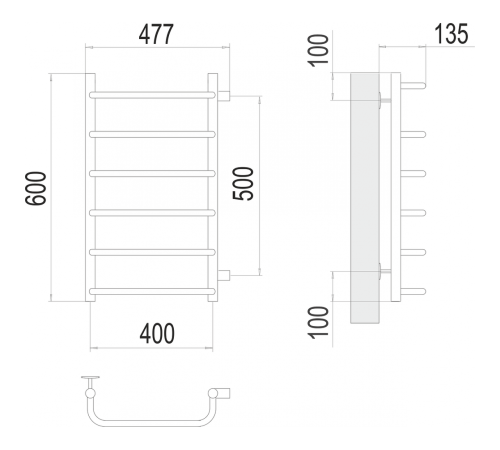 Стандарт П6 400х600 бп500 Полотенцесушитель TERMINUS