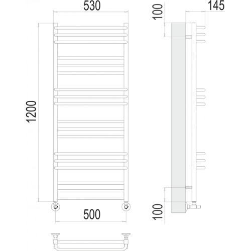 Соренто П18 500х1200 Полотенцесушитель TERMINUS