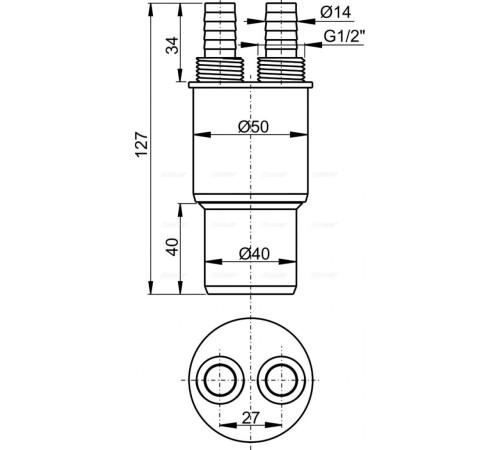 Муфта переходная HT 40/50 x G 1/2" Alcaplast AKS6 Муфта переходная HT 40/50 x G 1/2" Alcaplast AKS6
