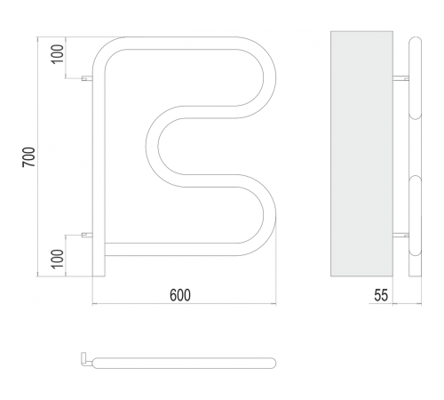 Электро 25 F-обр 600х600 поворотный Полотенцесушитель TERMINUS