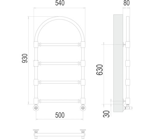 Версаль П4 500*930  Полотенцесушитель TERMINUS