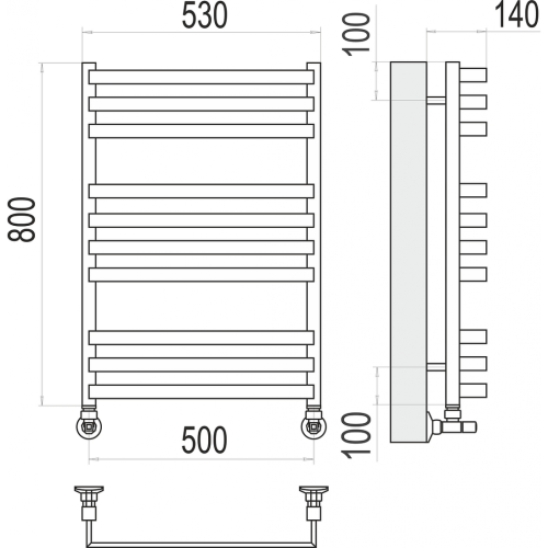 Рид П10 500х800 Полотенцесушитель TERMINUS