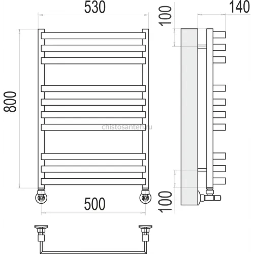 Рид П10 500х800 Полотенцесушитель TERMINUS