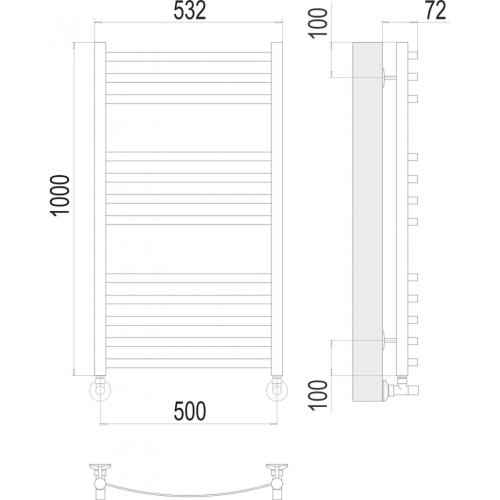 Авиэль П12 500х1000 Полотенцесушитель TERMINUS
