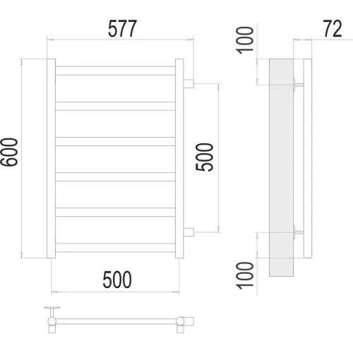 Аврора П6 500х600 бп500 Полотенцесушитель TERMINUS