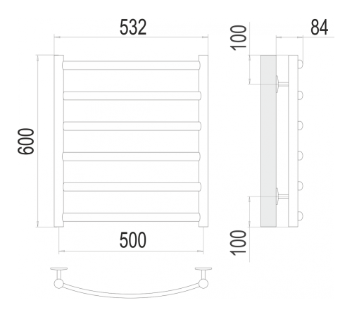 Атланта+ П6 500х600 Полотенцесушитель TERMINUS