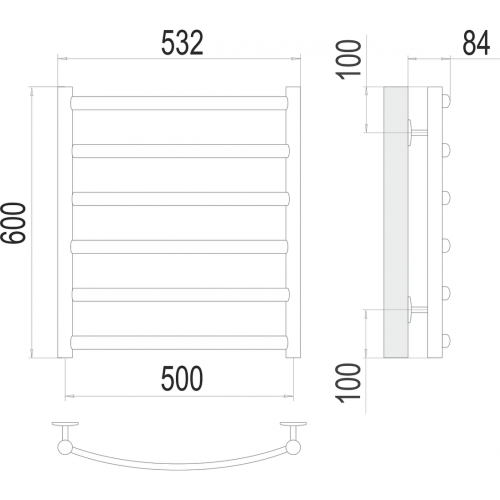 Атланта+ П6 500х600 Полотенцесушитель TERMINUS