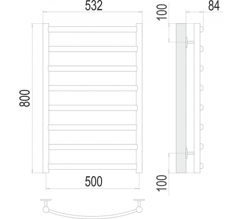 Атланта+ П8 500х800 Полотенцесушитель TERMINUS