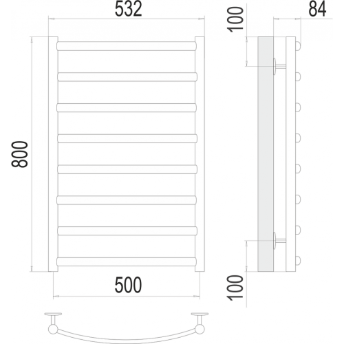 Атланта+ П8 500х800 Полотенцесушитель TERMINUS
