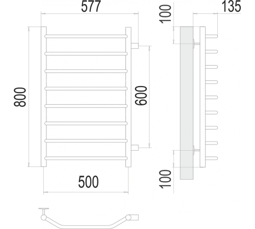 Виктория П8 500х800 Полотенцесушитель TERMINUS
