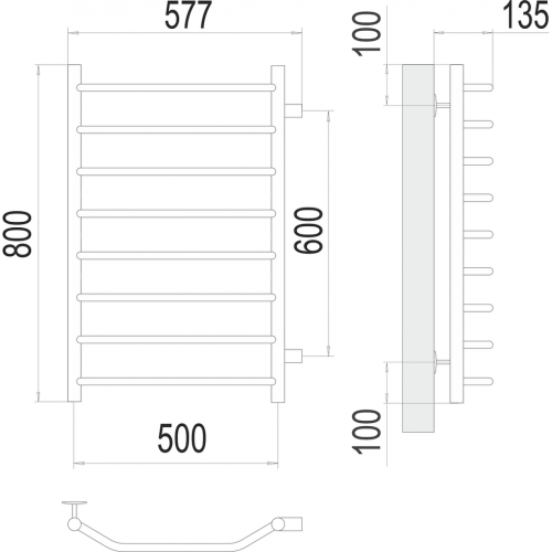 Виктория П8 500х800 Полотенцесушитель TERMINUS
