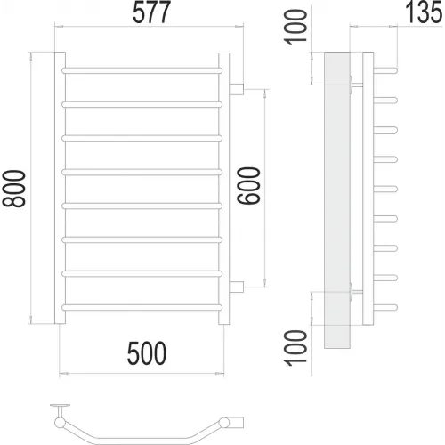 Виктория П8 500х800 Полотенцесушитель TERMINUS