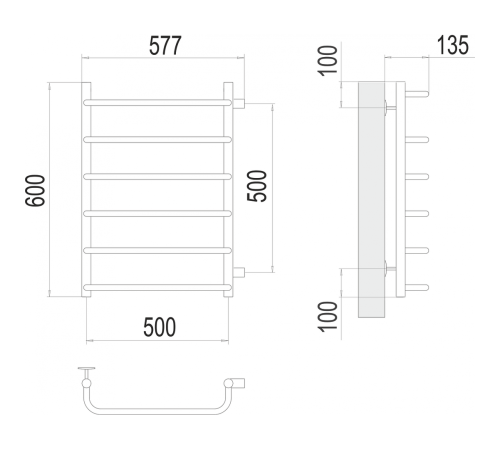 Стандарт П6 500х600 бп500 Полотенцесушитель TERMINUS