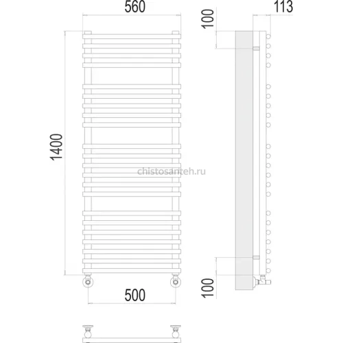 Кремона П22 500х1400 Полотенцесушитель TERMINUS