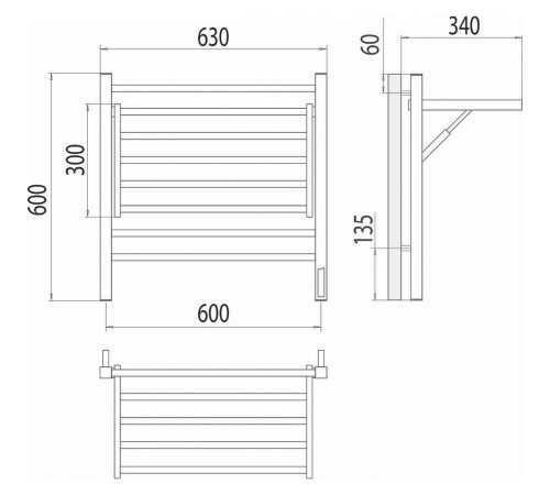 Горизонт П8 800х600 электро (sensor quick touch) Полотенцесушитель TERMINUS Горизонт П8 800х600 электро (sensor quick touch) Полотенцесушитель TERMINUS