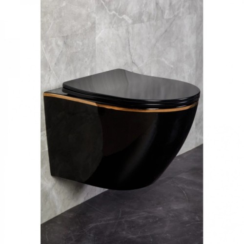 Комплект Инсталляция GROHE Rapid SL с черной матовой кнопкой + Унитаз подвесной Ancona Black Z19-15B Zandini